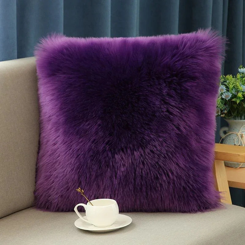 Solid Soft Plush Square Fuzzy Cushion K-66