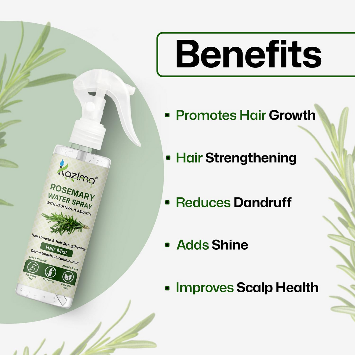 Kazima Rosemary Water Spray Hair Mist - 200ml