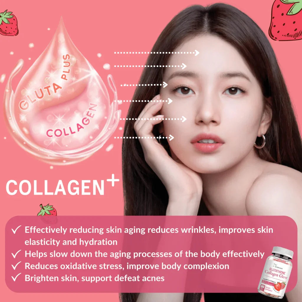 Nature Glow Glutathione Collagen Glow Strawberry - 30 Gummies