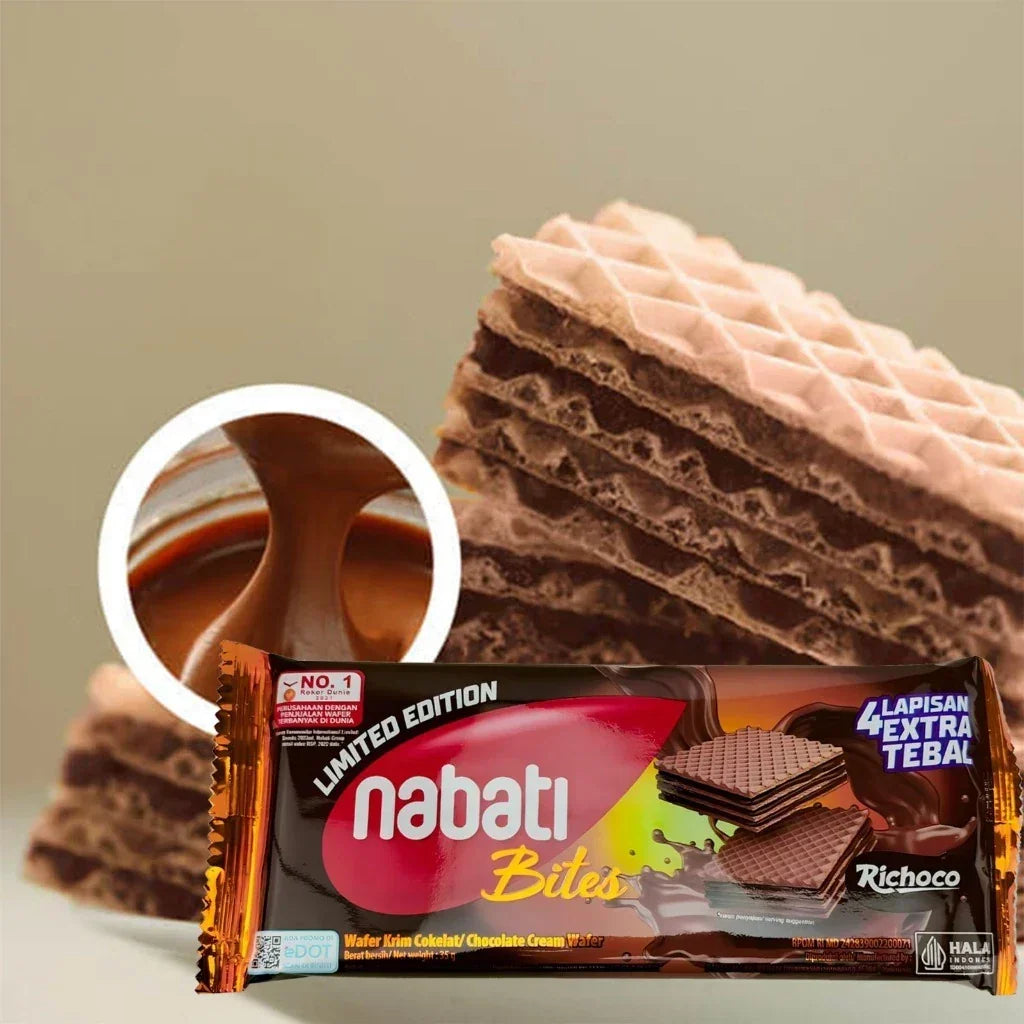 Nabati Bites Chocolate Cream Wafer Richoco - 12Pcs × 39g (468g)