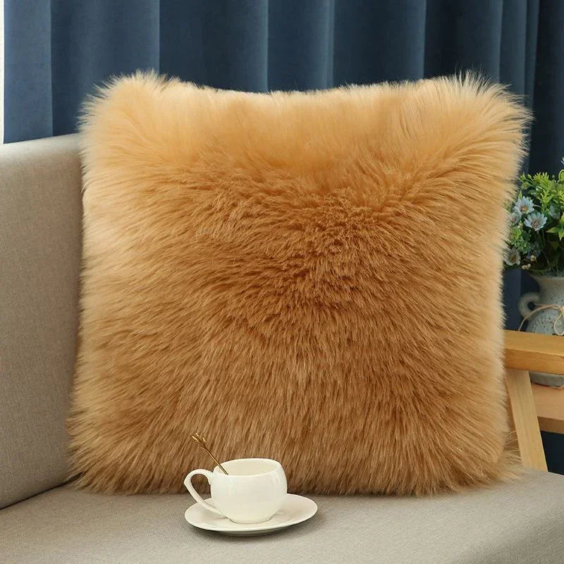 Solid Soft Plush Square Fuzzy Cushion K-66