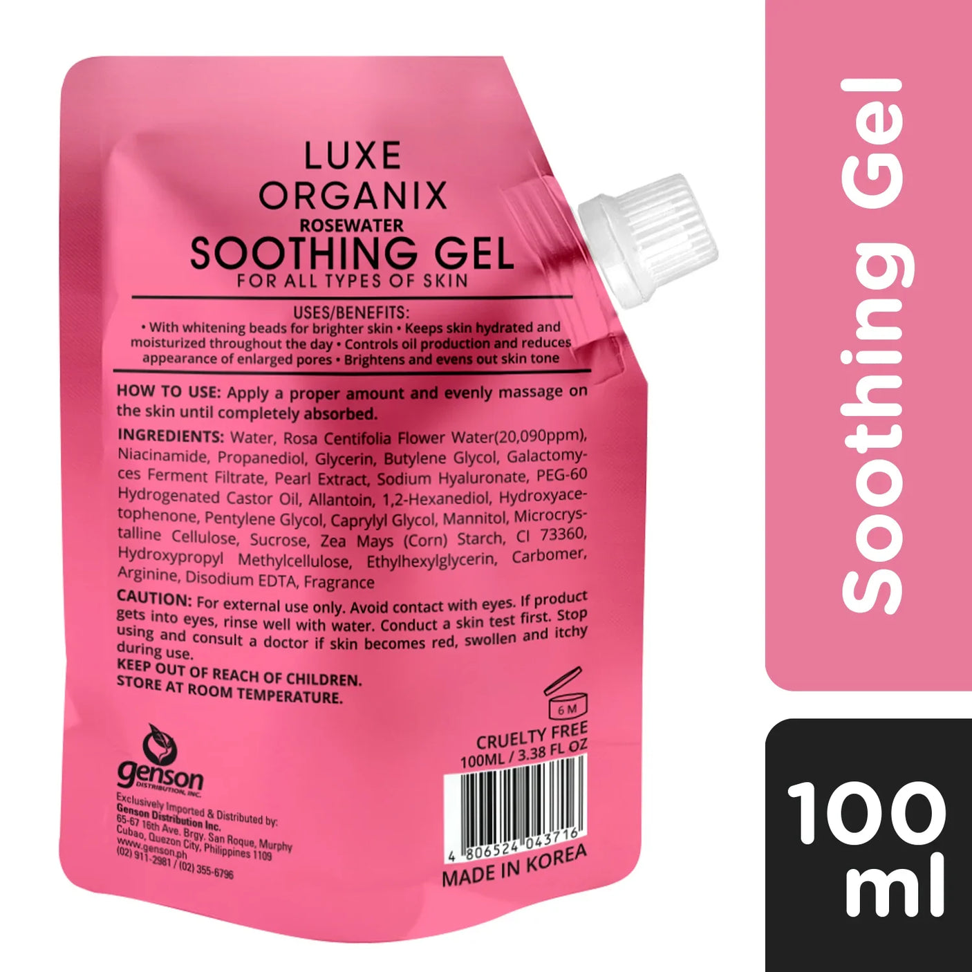 Luxe Organix Rosewater Soothing Gel Korea - 100ml