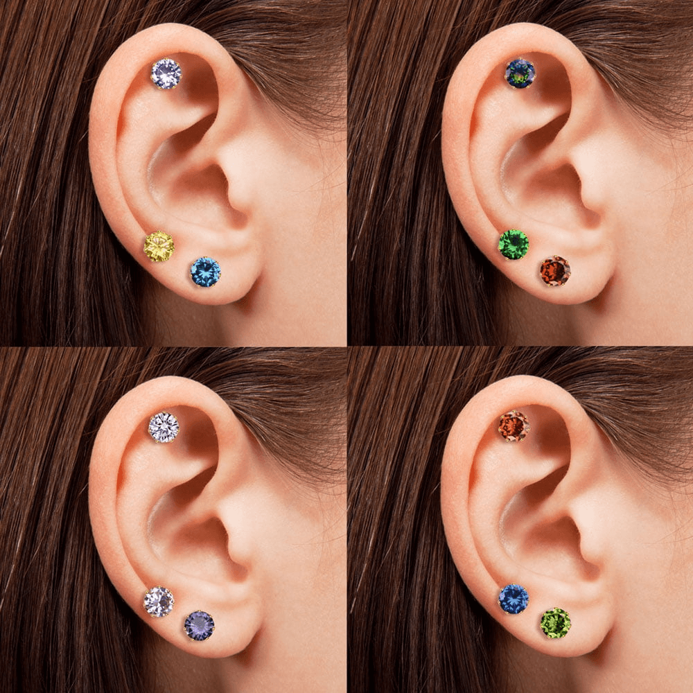 Golden Stainless Steel Stud Earings - 099