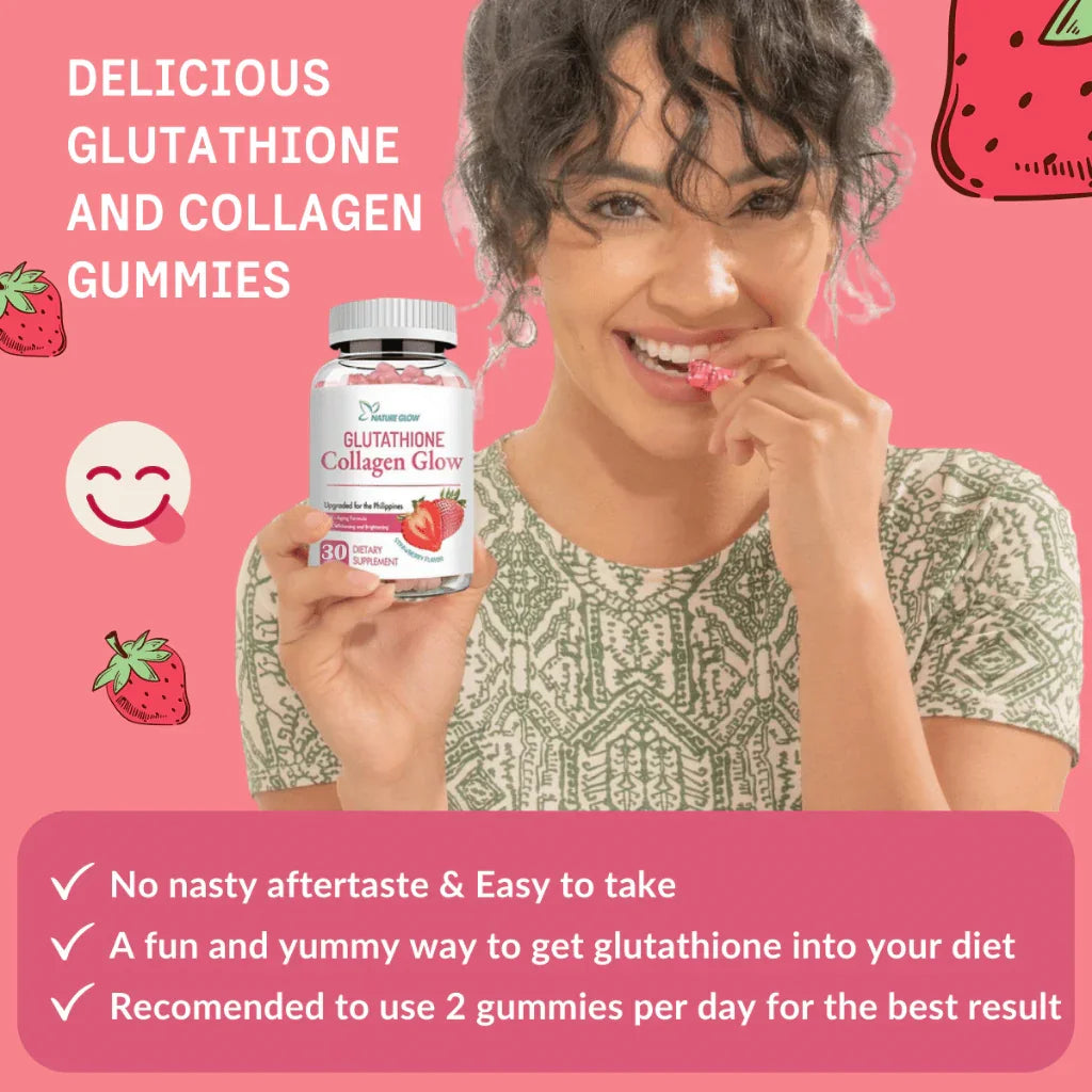 Nature Glow Glutathione Collagen Glow Strawberry - 30 Gummies