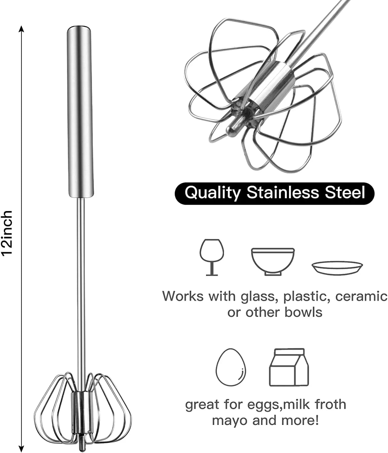 Stainless Steel Manual Egg Beater