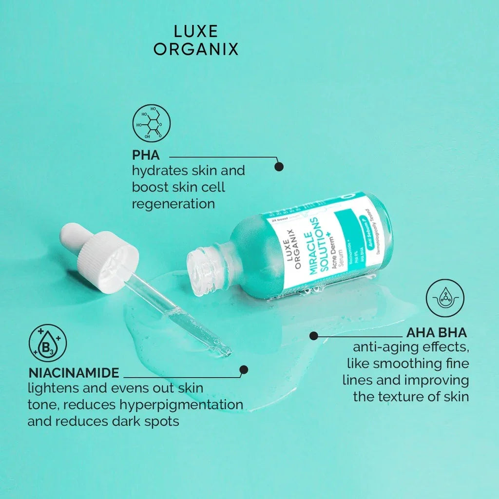 Luxe Organix Miracle Solution Acne Derm+ Serum - 30ml
