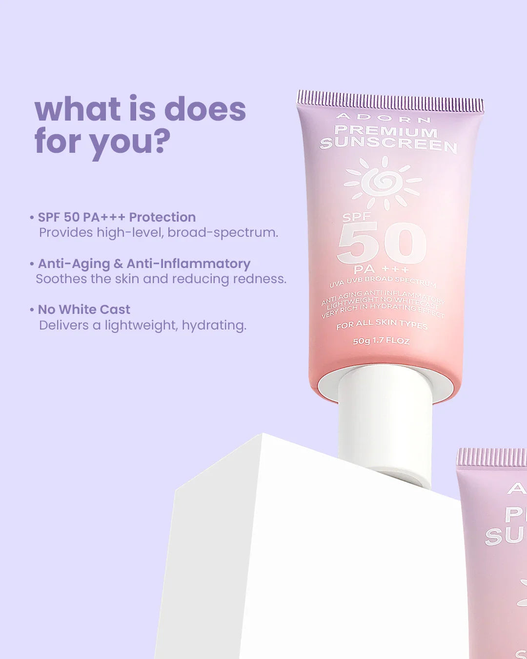 Adorn Premium Sunscreen SPF 50 PA+++ - 50g