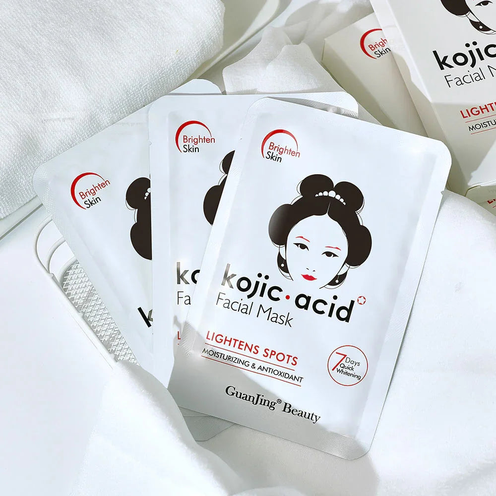 Guanjing Beauty Brighten Skin Kojic Acid Facial Mask - 25ml × 5Pcs