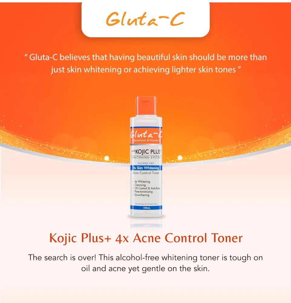 تونر Gluta-C بتركيبة Kojic Plus+ للتحكم في حب الشباب - 100 مل