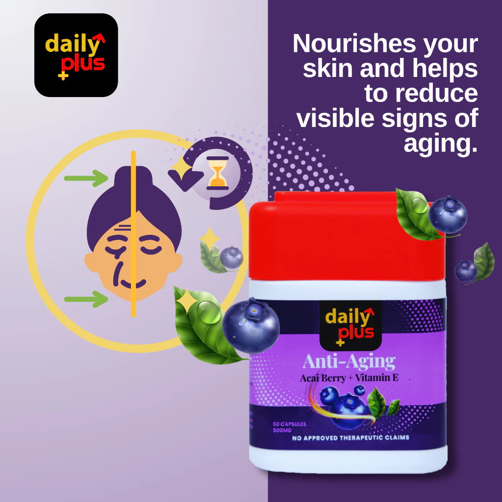 Daily Plus Anti-Aging Acai Berry + Vitamin E Caps - 60s
