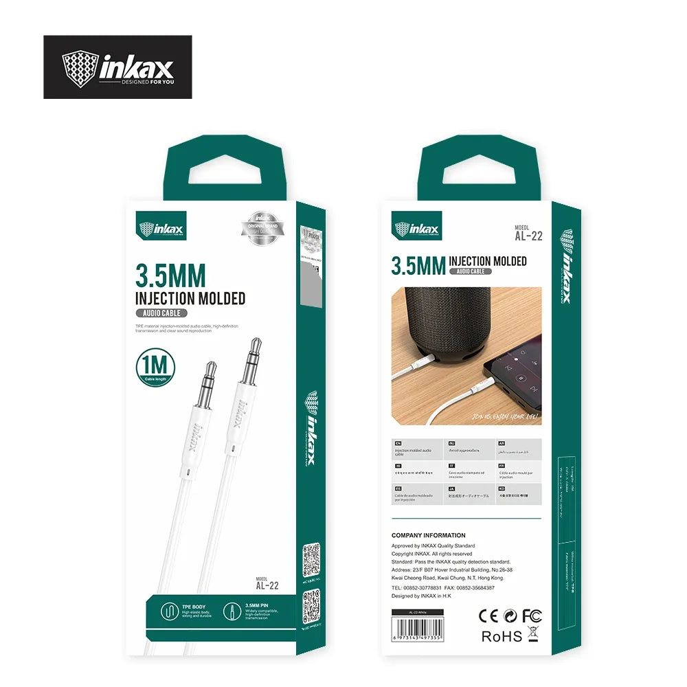 inkax Aux Cable 3.5MM Injection Molded Audio Cable AL-22