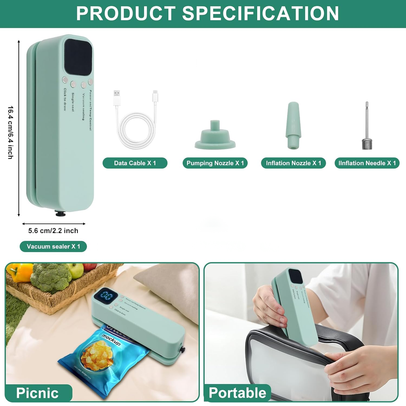 Cordless Mini 3 In 1 Food Vacuum Sealer XW-699