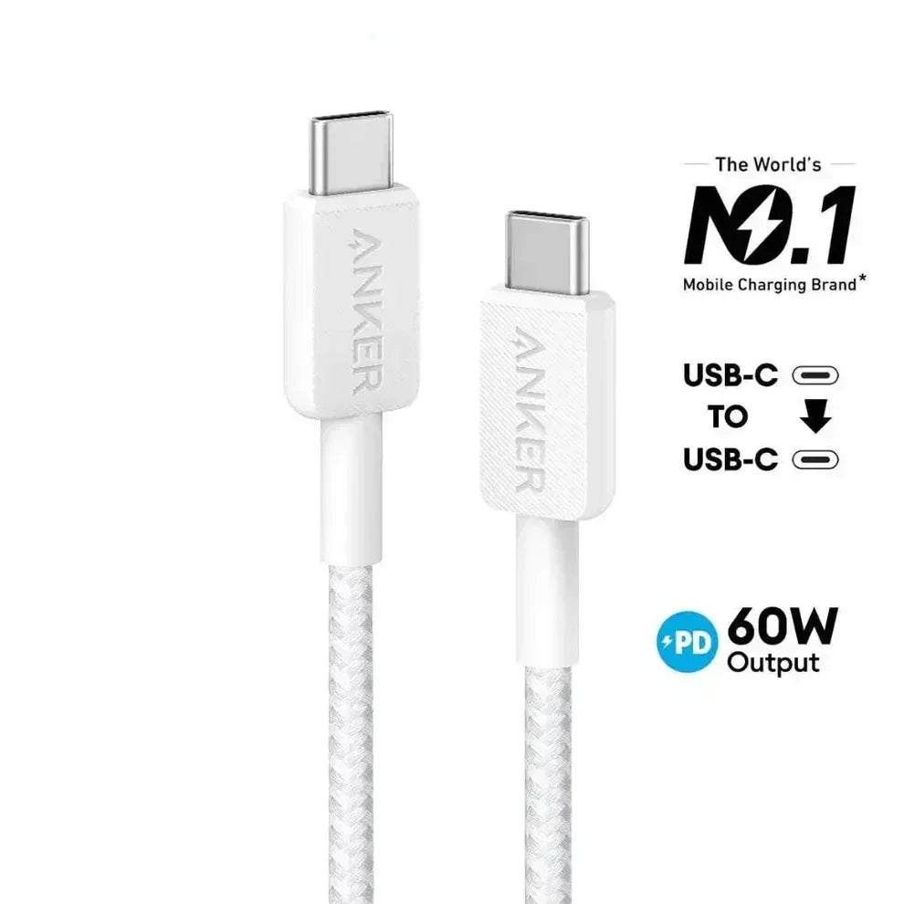 كابل أنكر الأصلي للشحن السريع من نوع USB C إلى USB C بطول 6 أقدام - 322