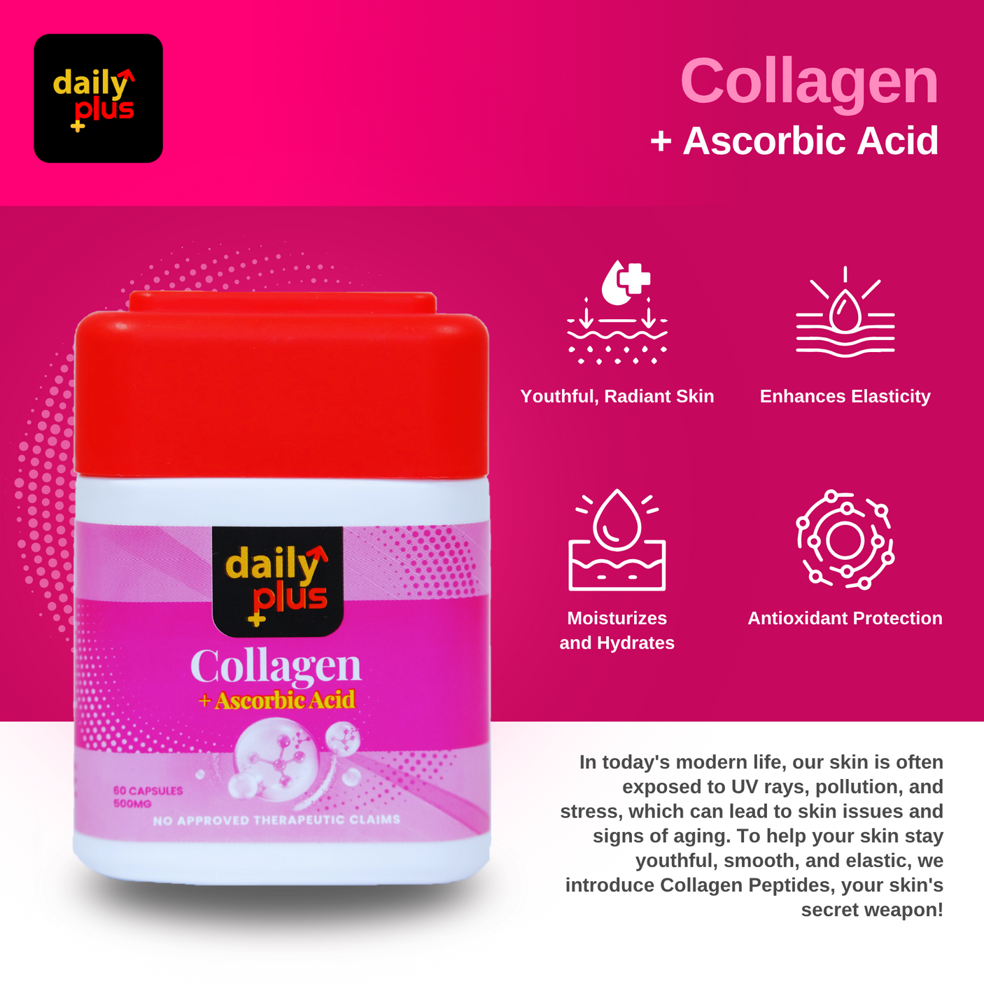 Daily Plus Collagen + Ascorbic Acid Caps - 60s
