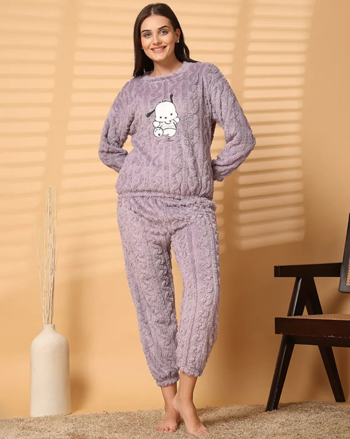 Women's Warm & Fuzzy Knitted Pajama Set