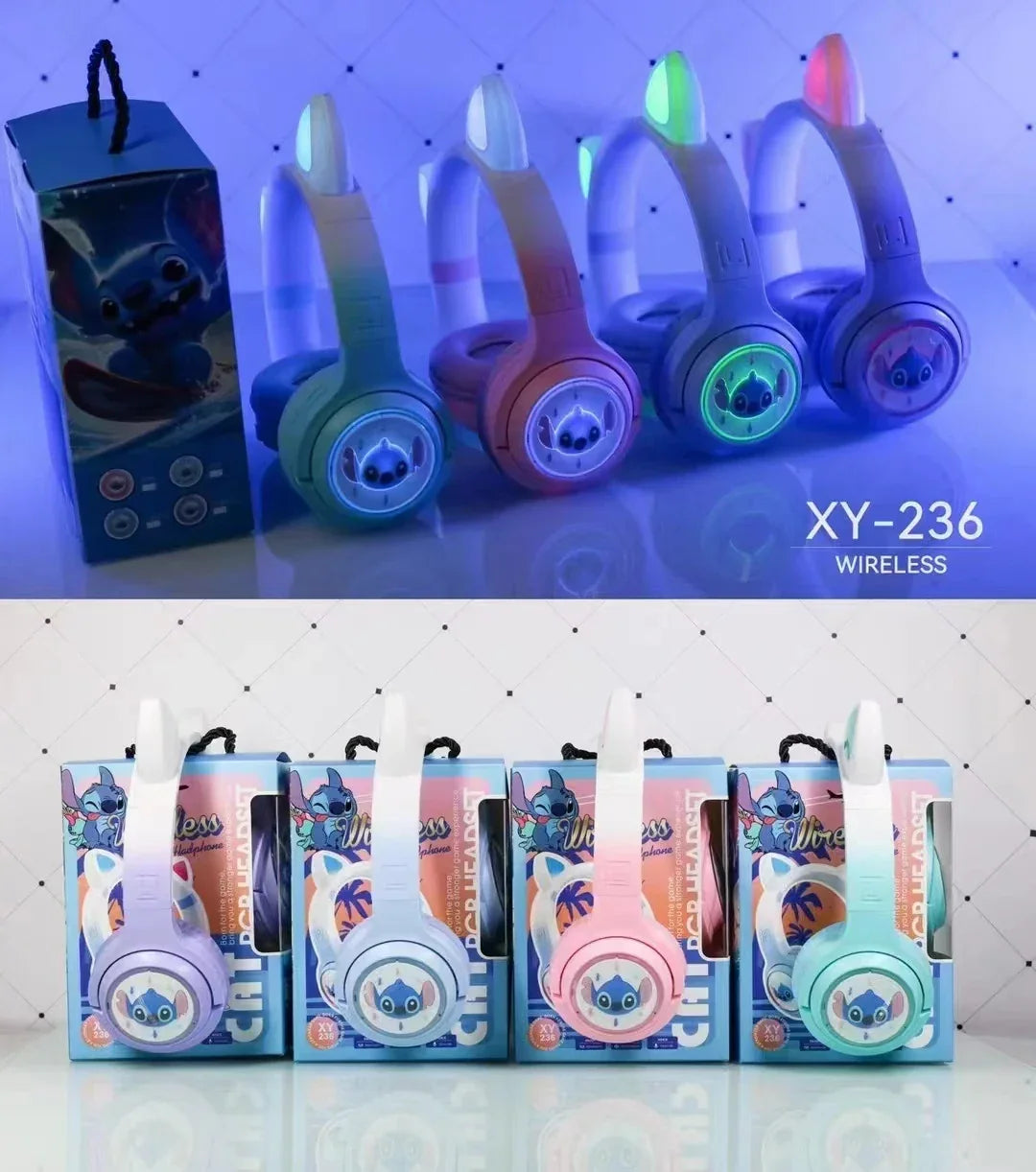 سماعة رأس لاسلكية RGB Light Cat XY-236