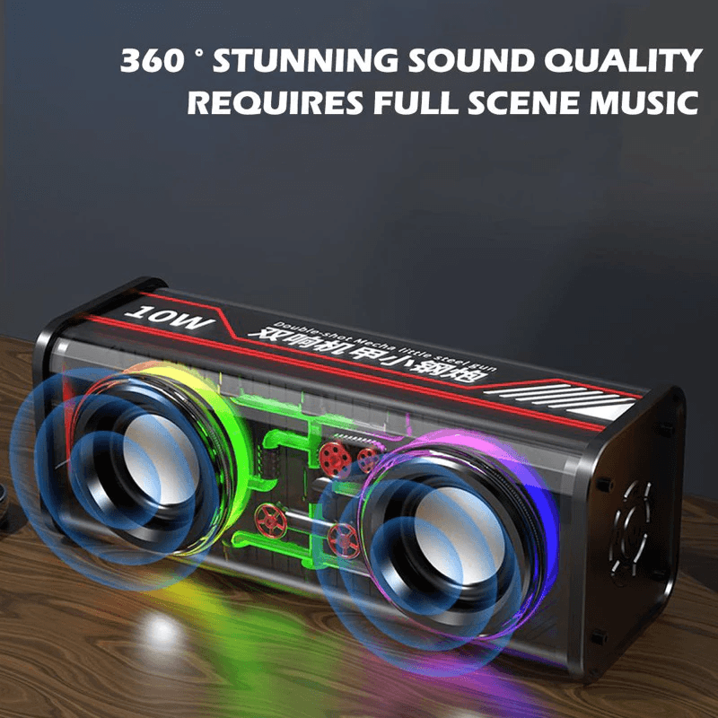 Transparent RGB Wireless Portable Bluetooth Dual Speaker - V8