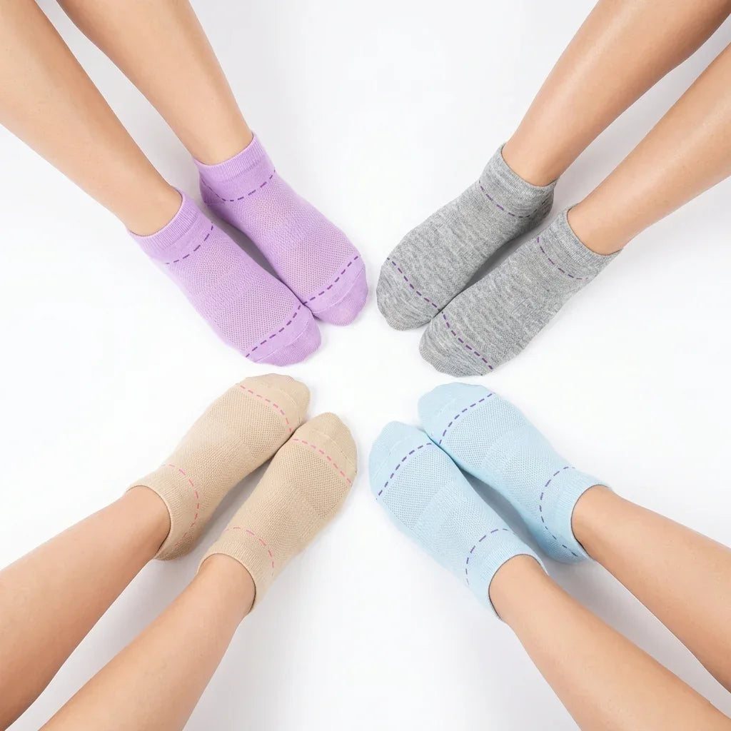 Multicolored Low-Cut Ankle Socks - 3 Pairs (D-164-D)