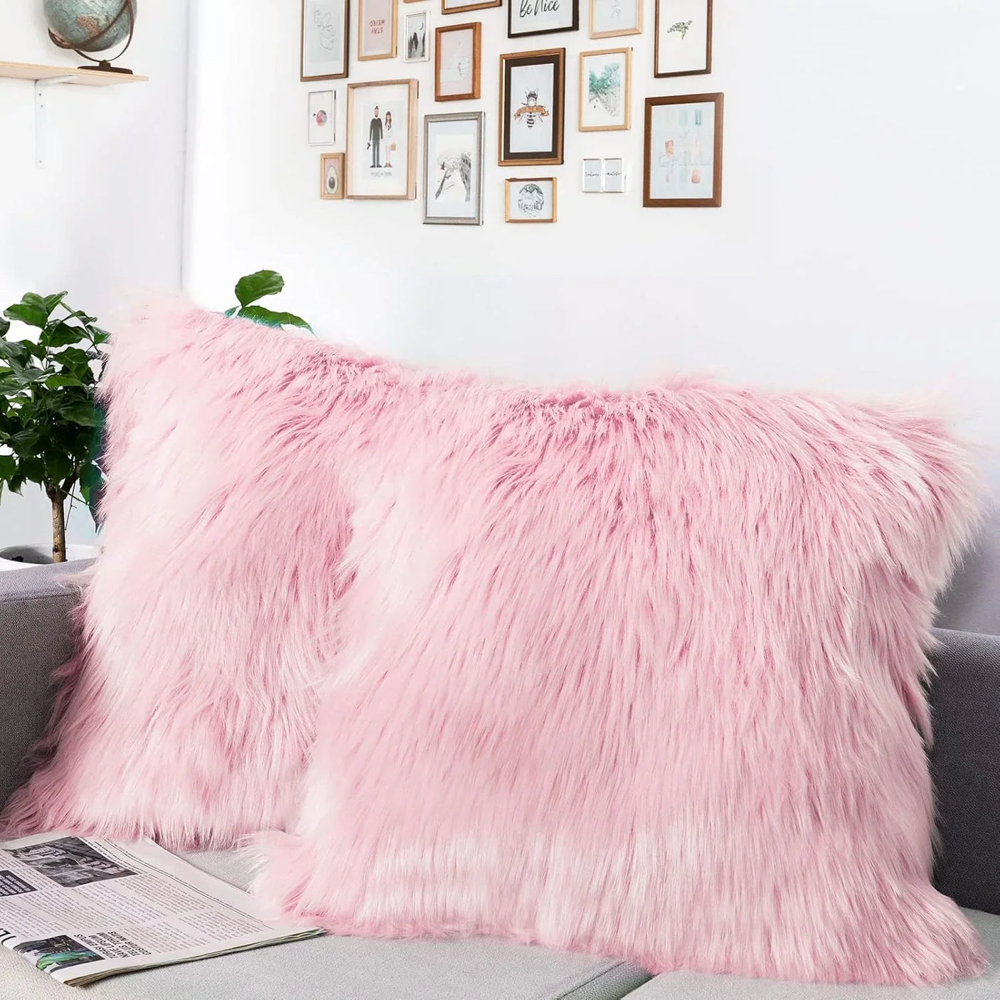 Solid Soft Plush Square Fuzzy Cushion K-66