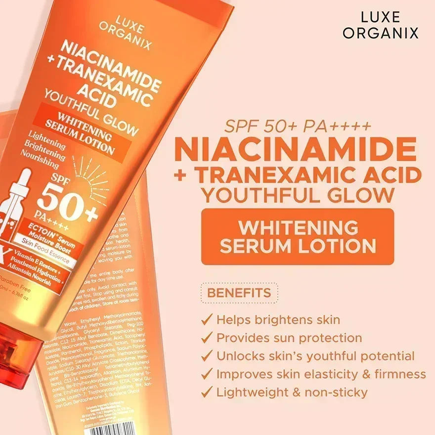 Luxe Organix Niacinamide + Tranexamic Acid Youthful Glow Serum Lotion - 200ml