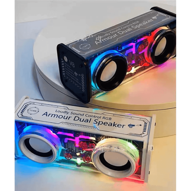 Transparent RGB Wireless Portable Bluetooth Dual Speaker - V8