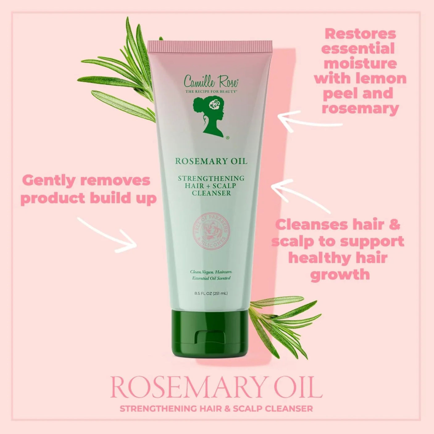 Camille Rose Rosemary Oil Strengthening Hair + Scalp Cleanser - 251ml
