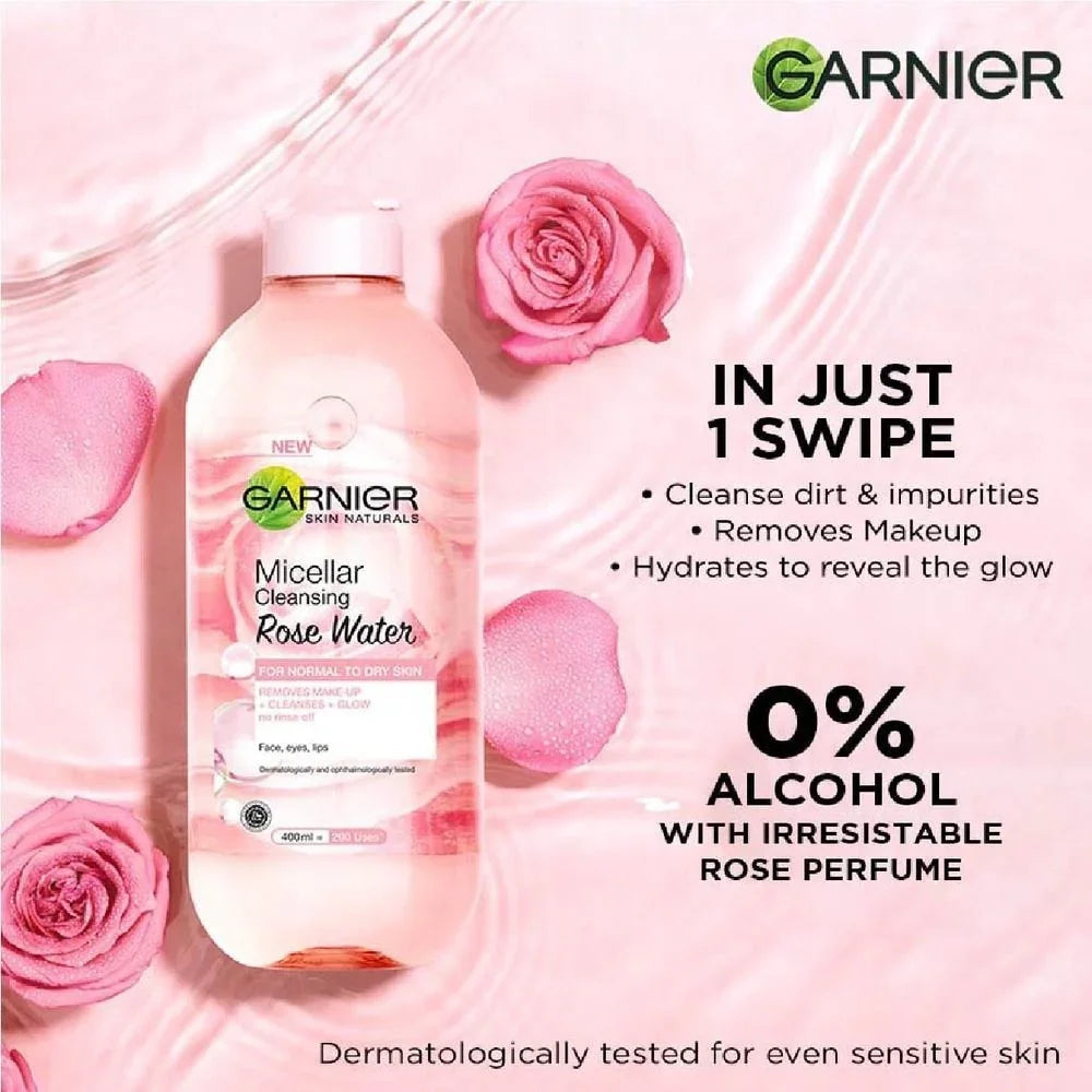 Garnier Micellar Cleansing Rose Water For Normal To Dry Skin - 400ml