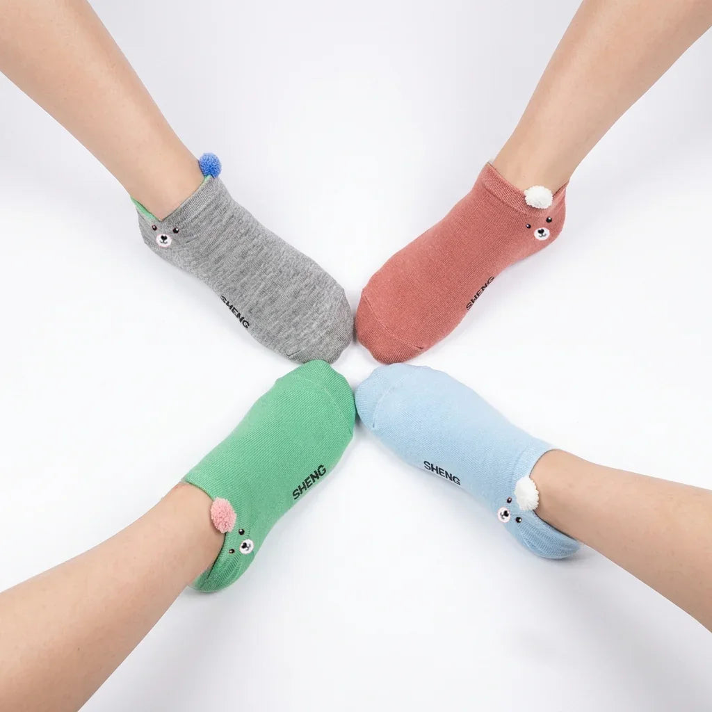 Multicolored Low-Cut Ankle Socks - 3 Pairs Zixinhu #1