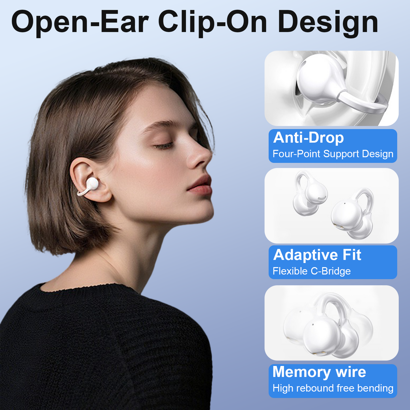 Saiya Clip-On Earbuds Clear Audio - Air Clip