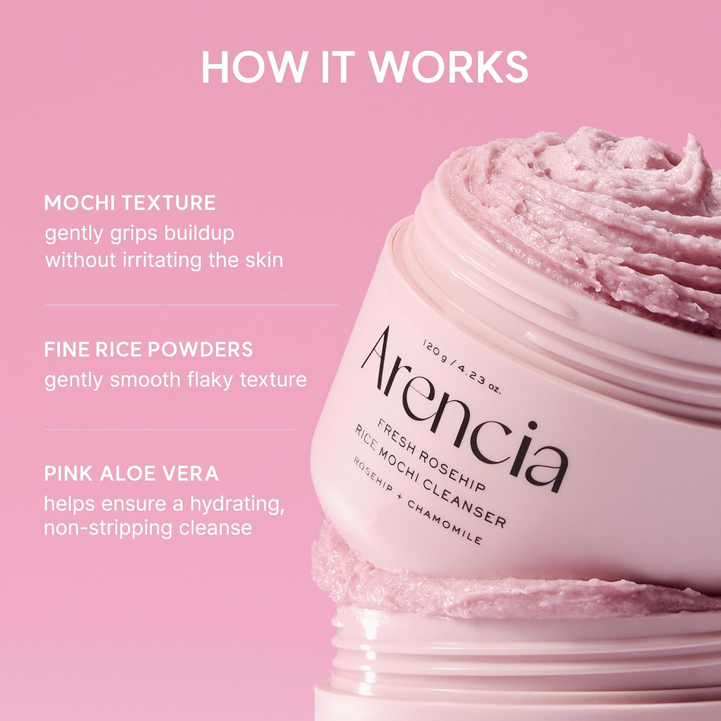 Arencia Fresh Rosehip Rice Mochi Cleanser - 120g
