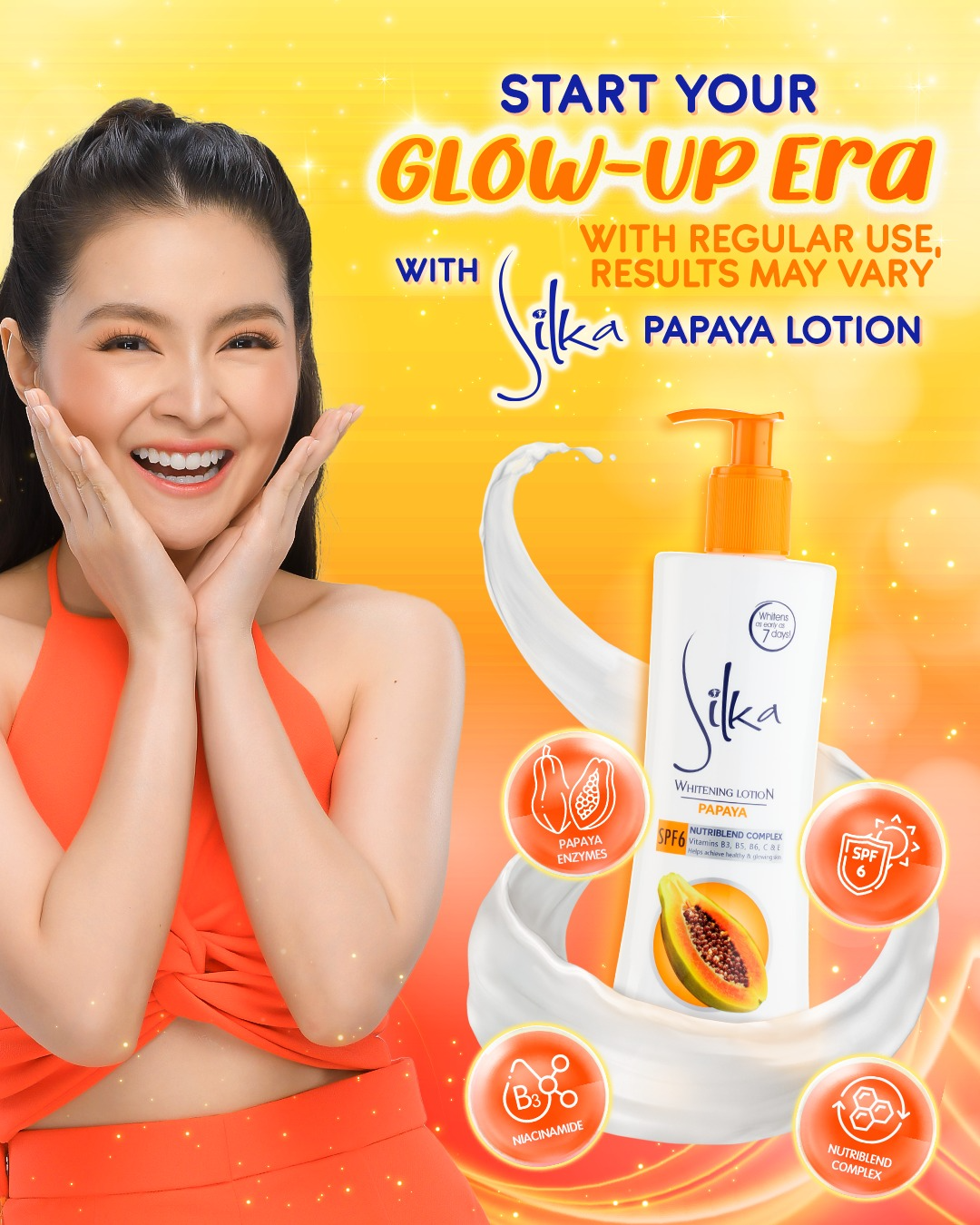 Silka Skin Brightening Papaya Lotion SPF6 500ml