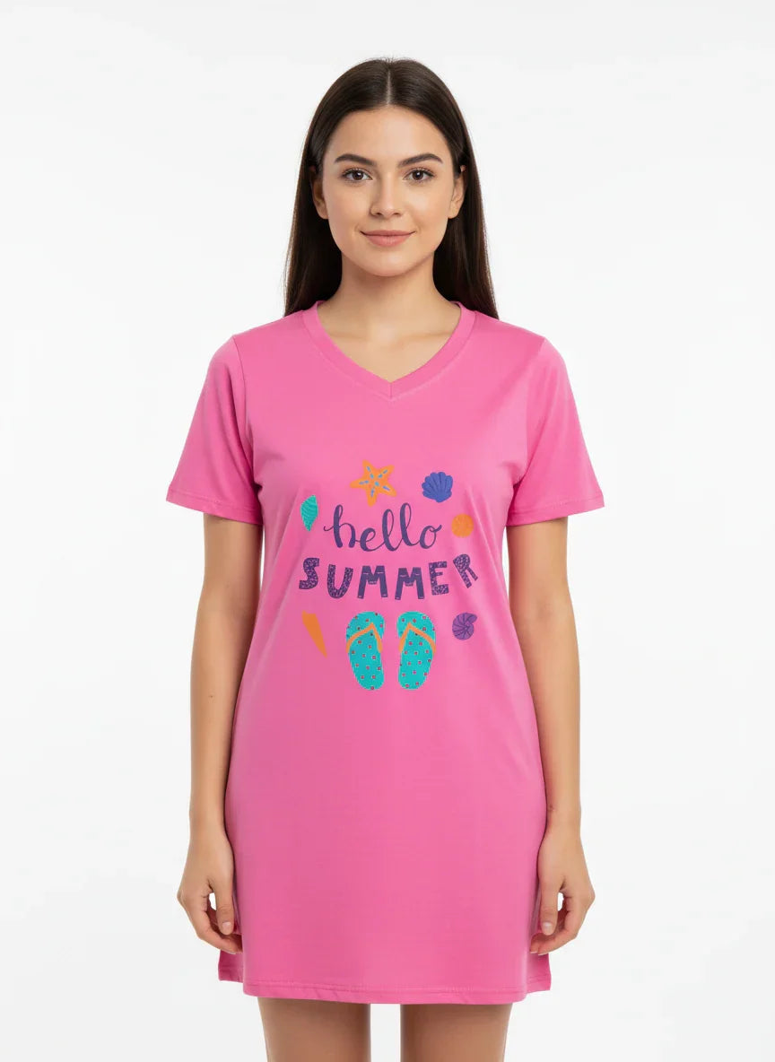 Women's Casual Half Sleeves Long T-Shirt - 039-2