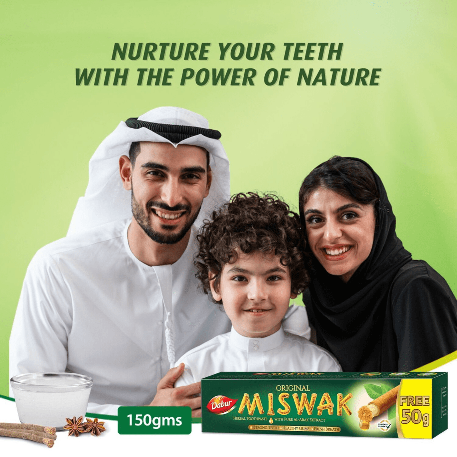 Dabur Original Miswak Herbal Toothpaste - 120g+50g