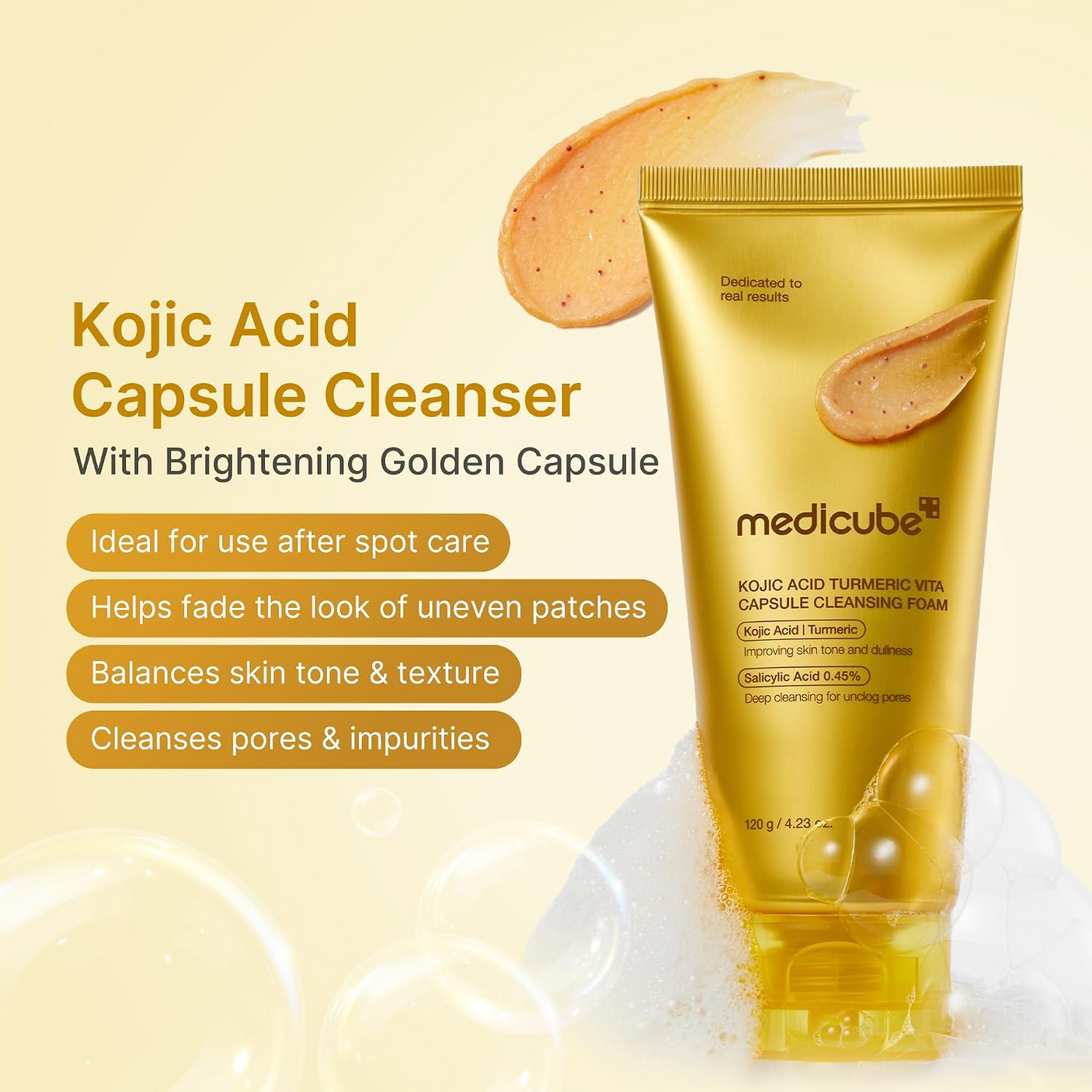 Medicube Kojic Acid Turmeric Vita Capsule Cleansing Foam - 120g
