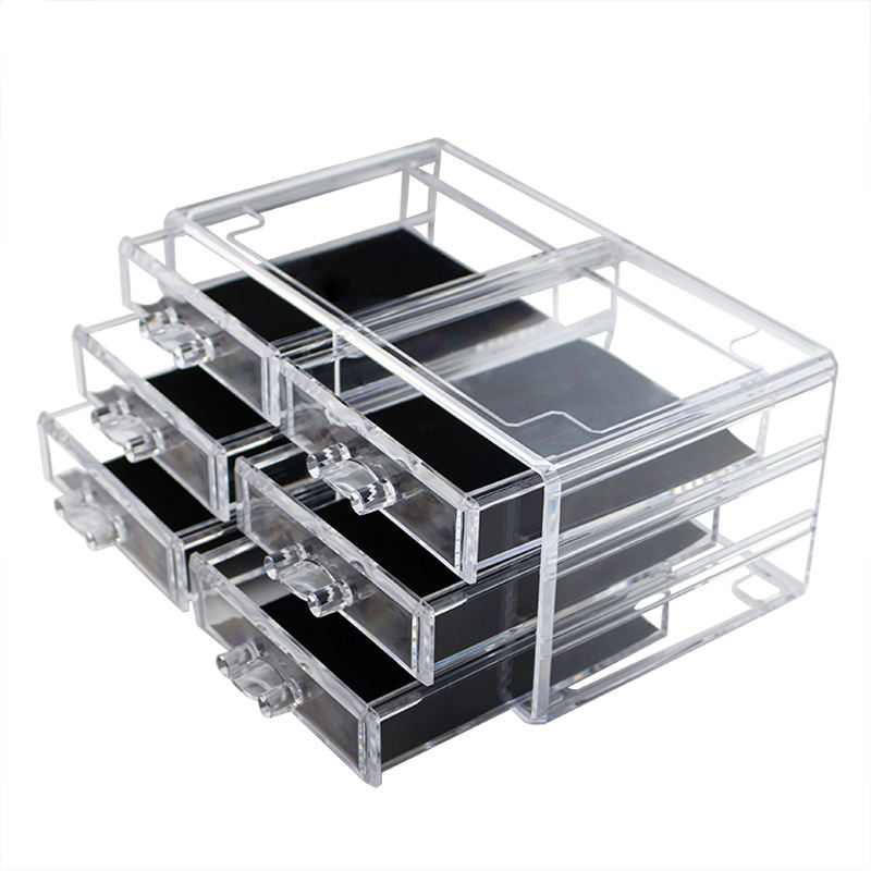 Portable Cosmetics & Jewelry Organizer Storage Box - 6 Drawers