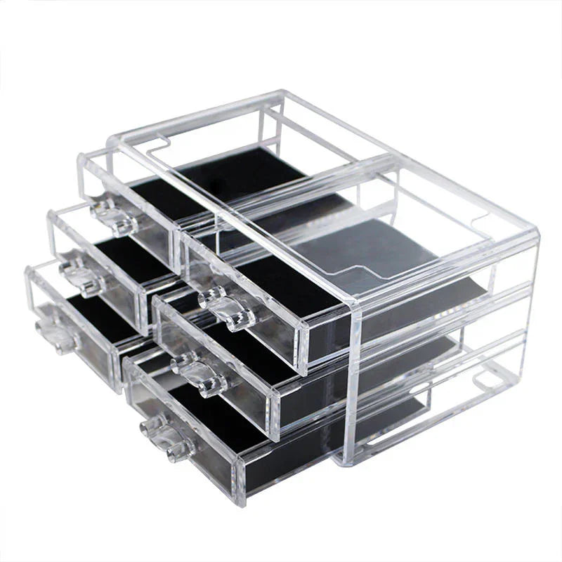 Portable Cosmetics & Jewelry Organizer Storage Box - 6 Drawers