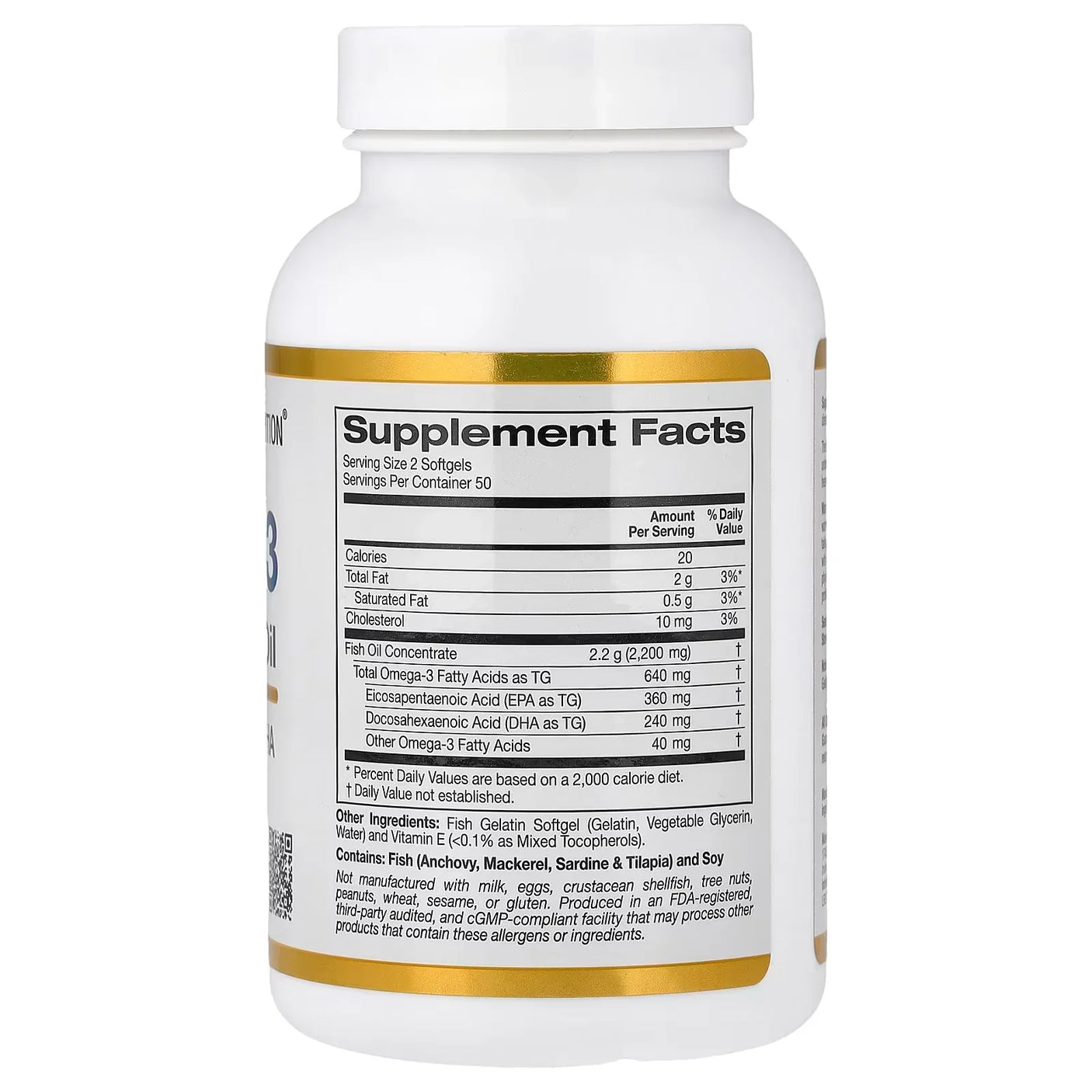 California Gold Nutrition Omega-3 Premium Fish Oil - 100s