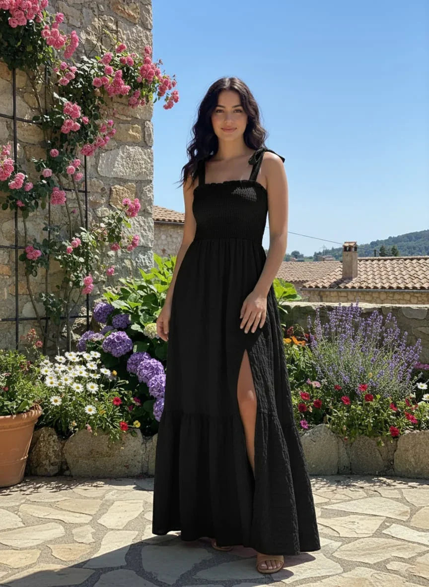 Women's Spring & Split Tie Sleeveless Maxi Dress