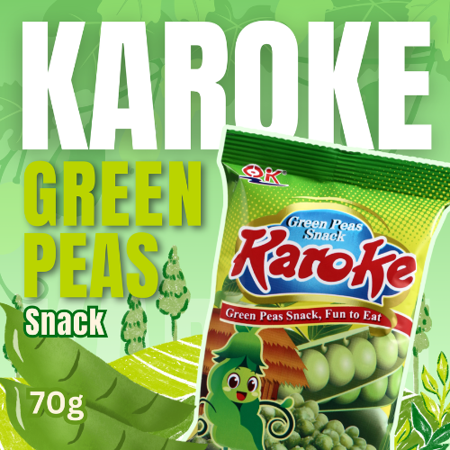 OK Karoke Green Peas Snacks Salted Garlic Flavor - 70g (2+1) Offer