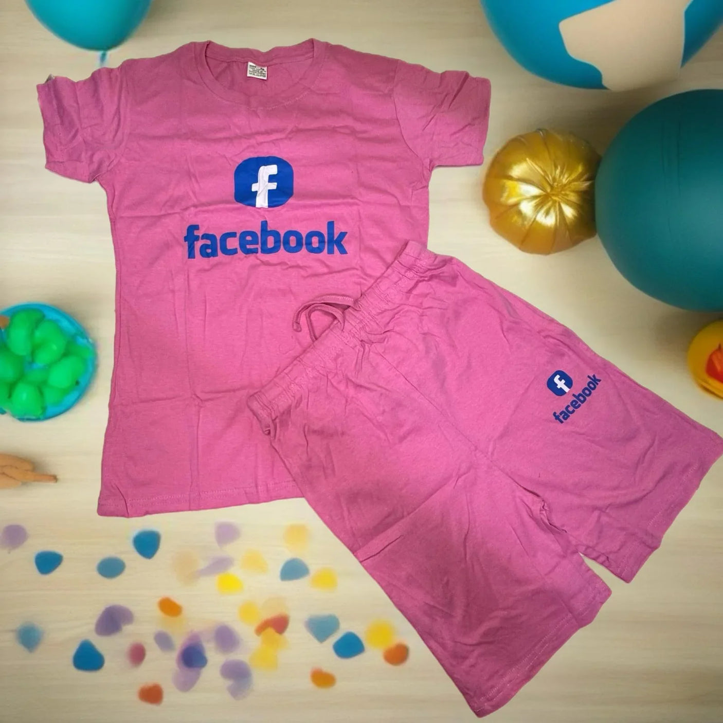 Women's Stylish Facebook Logo Printed Top and Short