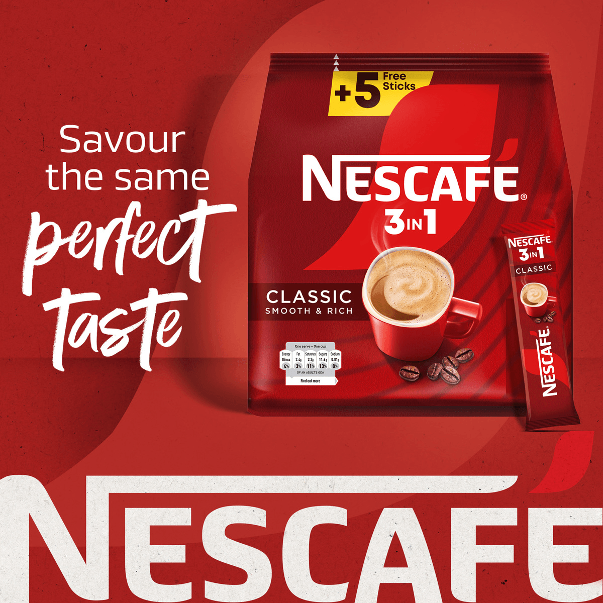 Nescafe 3 In1 Instant Coffee Mix Sachet 20g x 35 Pieces