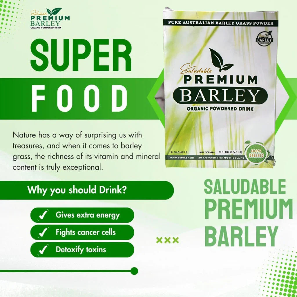 مشروب الشعير المجفف العضوي المجفف Saludable Premium Barley Premium - 3 جرام × 10 أكياس