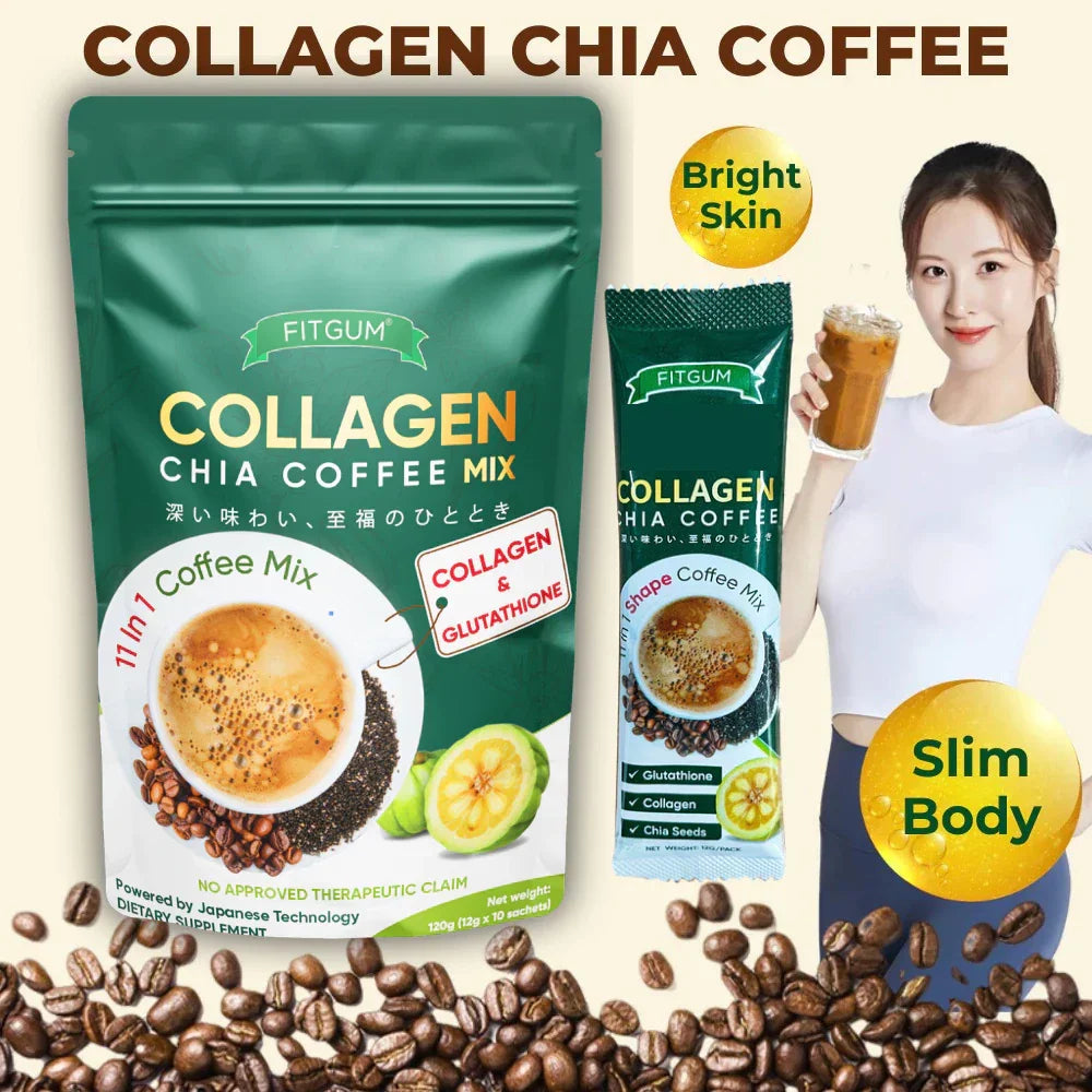 Fitgum Collagen Chia Coffee Mix - 12g x 10 Sachets – Pinoy Hyper