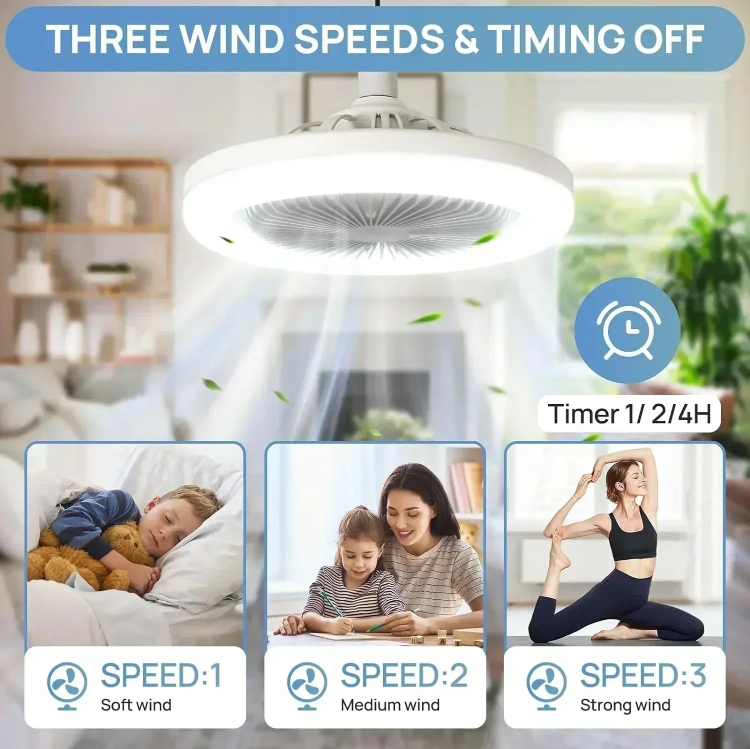 Multifunction Modern Ceiling Fan With LED Lamp