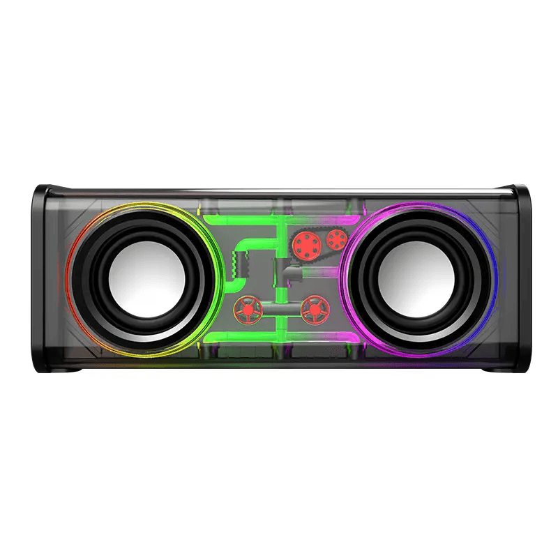 Transparent RGB Wireless Portable Bluetooth Dual Speaker - V8