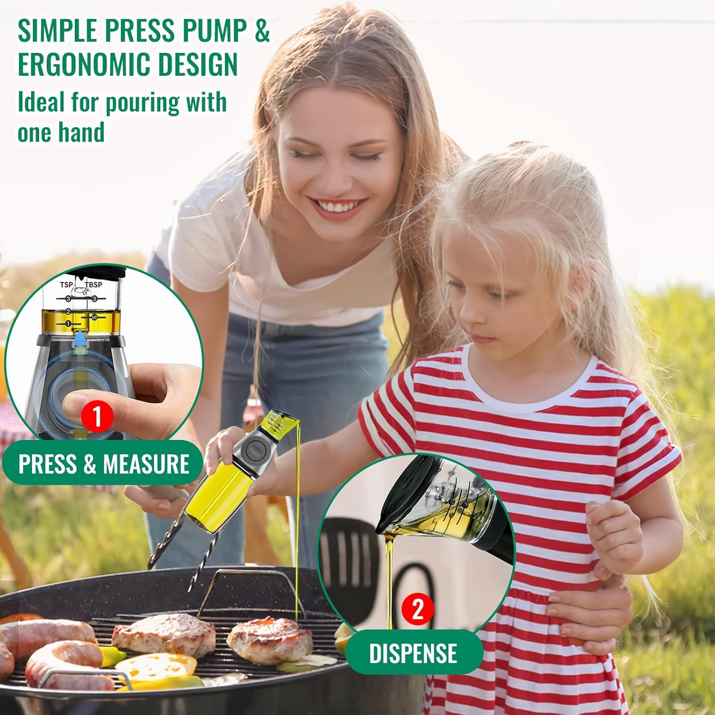 Oil & Vinegar Dispenser Bottle with Measurement Scale - 500ml