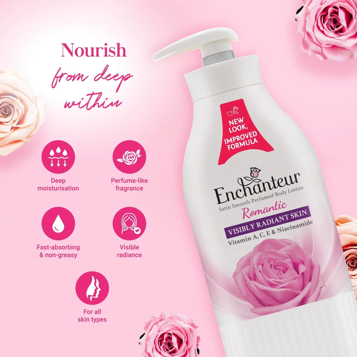 Enchanteur Romantic Perfumed Body Lotion (New Look) - 500ml