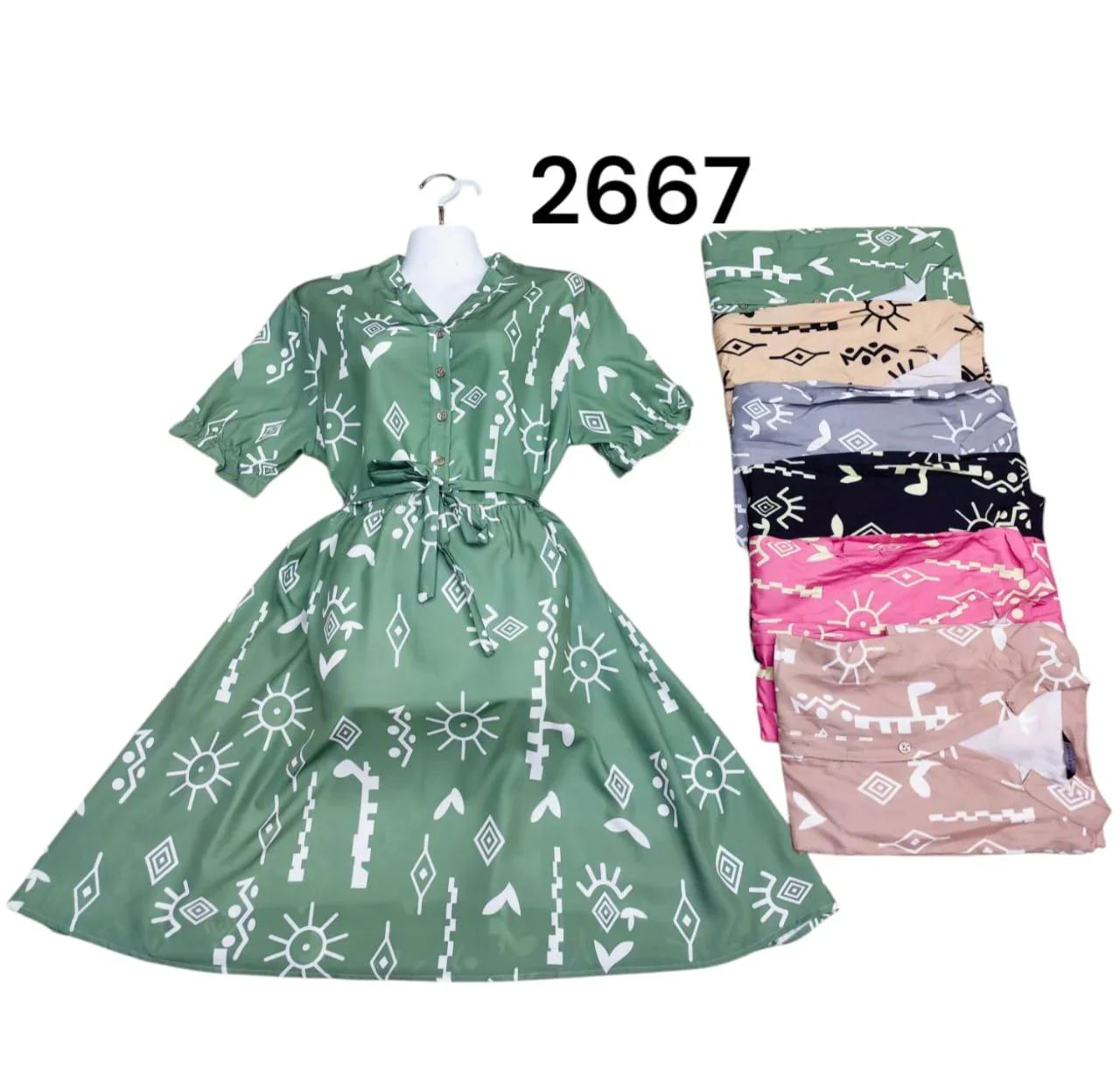 Mierdan Women's Casual Puffy Half Sleeve Dress - 2667