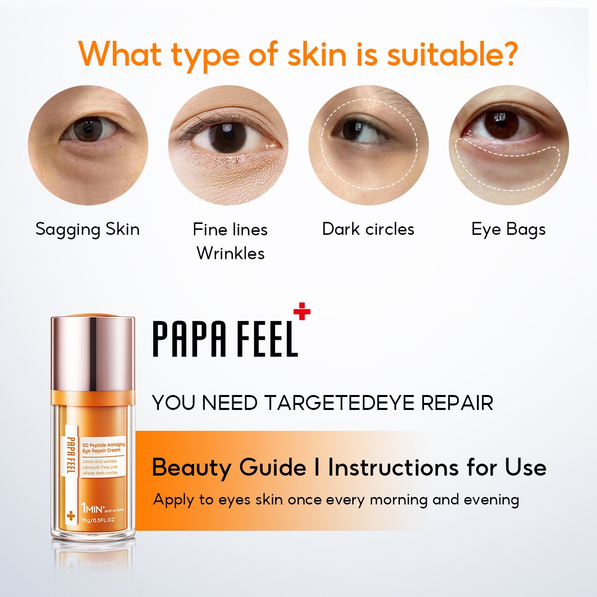Papa Feel 5D Peptide Anti-Aging Eye Repair Cream - 15g