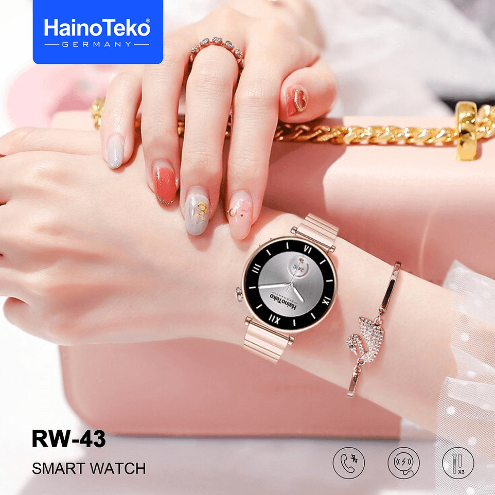 ساعة ذكية للنساء من Haino Teko Germany RW-43 مع 3 أزواج من الأشرطة
